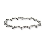 Eve's Addiction Sterling Silver Scattered Bezel Set Diamond CZ Bracelet