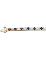 14K Yellow Gold Sapphire and Diamond Bracelet -- LIFETIME WARRANTY