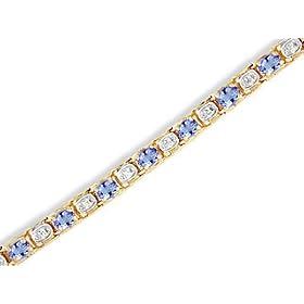 14K Yellow Gold Genuine Oval Tanzanite and Diamond Bracelet by Jewels For Me