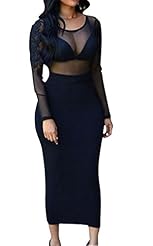 Sexy Sheer Mesh Long Sleeves Club Dress/Party Dress/Maxi Dress 