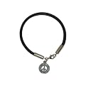 Leather World Peace Dangle Bracelet