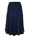 Lock and Love LL WB1105 Womens Lightweight Fold Over Flared Midi Skirt M NAVY