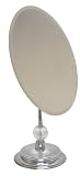 Aquatico Saluzzo Single Sided Oval Mirror, Acrylic Sphere Embellishment, Platinum