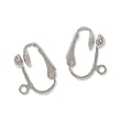 Silver Plated Brass Clip On Ball Earrings Findings (2 Pair)