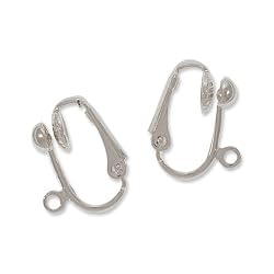 Silver Plated Brass Clip On Ball Earrings Findings (2 Pair)