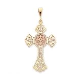 14k Yellow Gold Beautifully Carved Celtic Cross Pendant