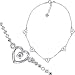 Solid 14kt Yellow Gold Cubic Zirconia Hollow Heart Adjustable Length Ankle Bracelet
