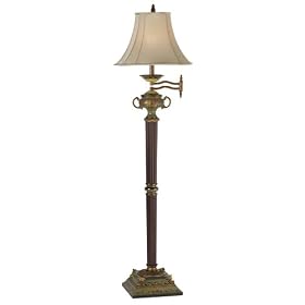 Mahogany Swing Arm Floor Lamp