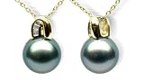 18K yellow gold Freya Black Tahitian cultured pearl and diamond pendant