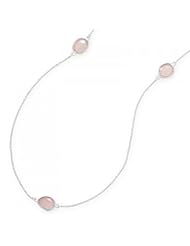 MMA Silver - 24 inch Pink Chalcedony Necklace