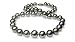 11 x 12mm natural color round black Tahitian south sea cultured pearl necklace 19"