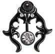 Black Tribal Shield belly button ring with Clear Gems