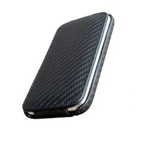 Housse etui aspect carbone pour Apple Iphone 3g 3gs - rabat integral