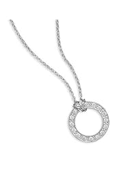 16" Rhodium Plated Necklace with Pave CZ Open Circle