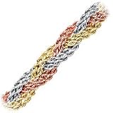 14kt. Tri-Color, 7.25" Braided Rope Bracelet