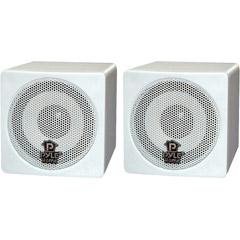 Pyle Home PCB3WT 3-Inch 100-Watt Mini Cube Bookshelf Speaker (White)