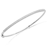 10k White, Yellow or Rose Gold Stackable Diamond Bangle (1/4 cttw, I-J Color, I3 Clarity), 7