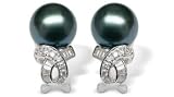 18K white gold Penelope Black Tahitian cultured pearl and diamond earring