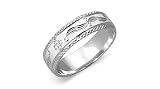 Laser Cut Engraved Ring Band Sterling Silver Size 9