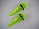 Fashion Ear Plugs - UV Green Taper Ear Plugs (3/4 Gauge) - Body Jewelry (2 pc)