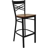 HERCULES Black ""X"" Back Metal Bar Stool with Cherry Wood Seat - XU-6F8BXB ....