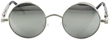 Retro round frame sunglasses reflective sunglasses for men and women personality (C8)