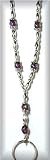 Irridescent Amethyst with Silvertone Beaded Lanyard Lan026