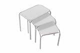 White Rectangular Coffee Table Set Nest Of 3 Chrome Plated New