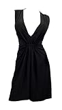 eVogues Plus Size Sexy Black Low Cut V-Neck Mini Dress - 4X
