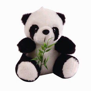 Adorable Stuffed Toy Panda Eating Bamboo - Sitting