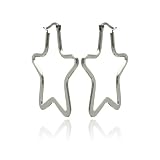 Stainless Steel Star Hoop Earrings
