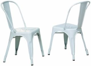 Monarch Glossy Metal 2-Piece Cafe Chair, 33-Inch, White