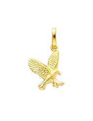 14K Yellow Gold Flying Eagle Charm Pendant