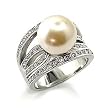 Rhodium Plated Brass Young Line Ring with Synthetic Pearl, Sizes: 5-10 Rhodium Plated Brass Young Line Ring with Synthetic Pearl, Sizes: 5-10