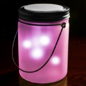 Solar Powered Fairy Jar Lights - Pink