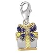 14K Two-Tone Gold Sapphire Present Charm