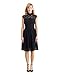 Simple Retro Women's 1950s Mock Neck Cap Sleeve Lace Cocktail Pleated Dress