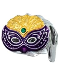 Sterling Silver Mardi Gras Mask Zable Bead BZ224.996