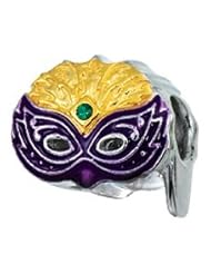 Genuine Zable (TM) Product. 925 Sterling Silver Mardis Gras Mask Bead Charm. 100% Satisfaction Guaranteed.
