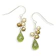 Cultured Freshwater Pearl and Peridot 14 Karat Gold Earrings