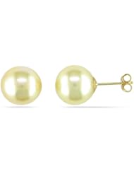 14k Yellow Gold South Sea Golden Pearl Stud Earrings (9-10mm)