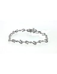 Ladies Sterling Silver Heart Diamond 0.22Ct Bracelet 6.03 Gr