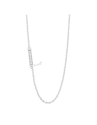Sterling Silver 16" + 2" Extension Sideways Initial "L" CZ Necklace