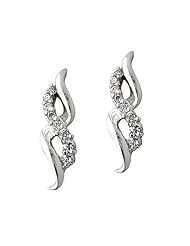 Diamond Ribbon Earrings in 14kt White Gold