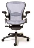 Herman Miller Aeron Size B Platinum Pellicle Graphite Frame Leather Armrests Lumbar Support