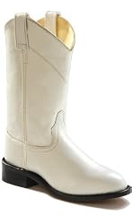 White Leather Roper Style Cowboy Boots