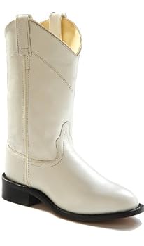 White Leather Roper Style Cowboy Boots