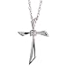14k White Gold 17.5" Chain & 5/8" (16mm) tall Cross Pendant, w/ Brilliant Cut Diamond
