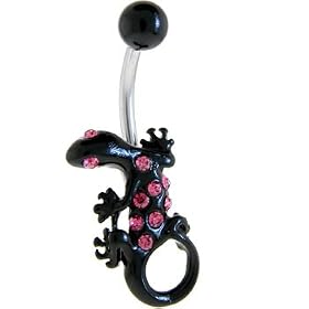 Black Hot Pink Gem IZZY LIZZY Belly Ring by 