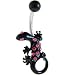 Black Hot Pink Gem IZZY LIZZY Belly Ring